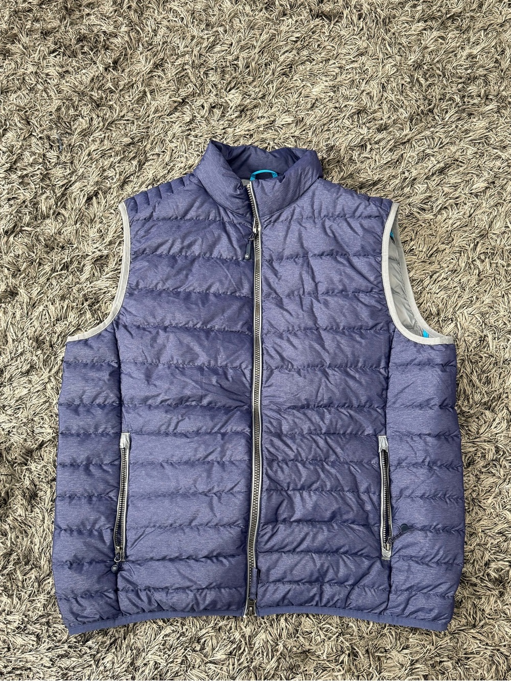 Peter Millar Mens Crown Elite Light Down Puffer Vest Blue Golf Travel Size Large